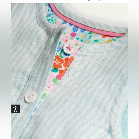 Baby Boden Woven Ticking Romper - Picture 2 of 3